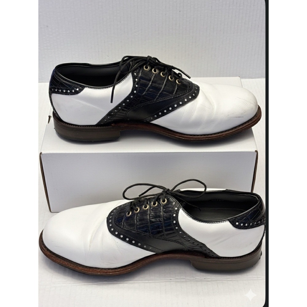 Footjoy Mens 8.5 EE Classics Dry Premiere Waterproof Golf Shoes 50470 Croc Black